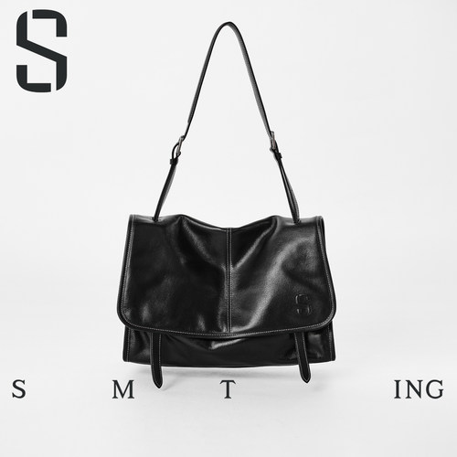 【西木汀】头层牛皮邮差包2025新款女设计感单肩斜挎包小个子包包