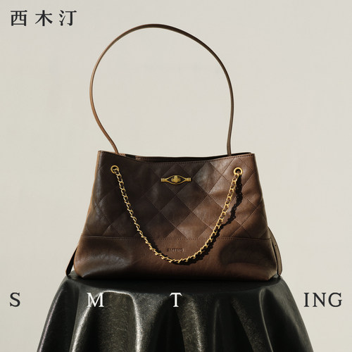 【西木汀】忆梦 黑色链条包2025新款女小个子托特包日常通勤包包