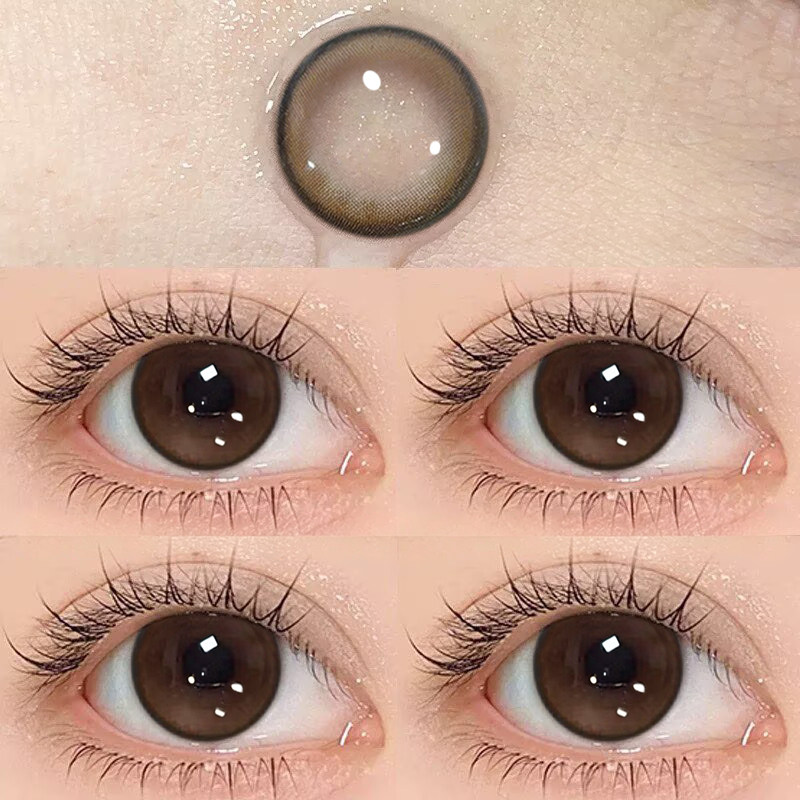 2片装】海昌星眸异想日抛型美瞳羽落棕14.2小直径近视隐形眼镜ws图片