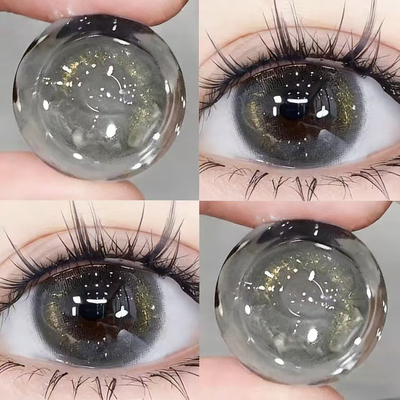 2片装】金箔灰美瞳半年抛14.2大小直径带度数隐形近视眼镜年抛ws