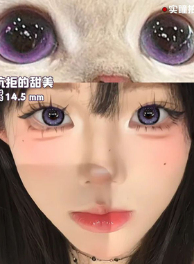 2片装】显白萝莉紫色美瞳半年抛14.5大直径微混血款T隐形眼镜ws
