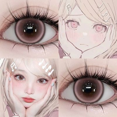 草莓珍宝珠美瞳半年抛女大小直径粉棕色混血HC隐形眼镜盒旗舰店TN