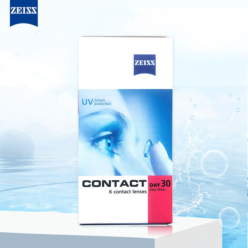 德国蔡司隐形近视眼镜月抛6片水润透氧透明片30日戴隐形眼镜kd