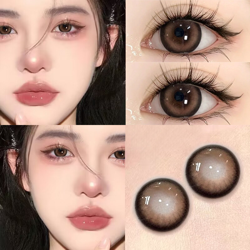 2片装】美瞳月抛棕色隐形眼镜带度数混血大直径旗舰店官方正品ws