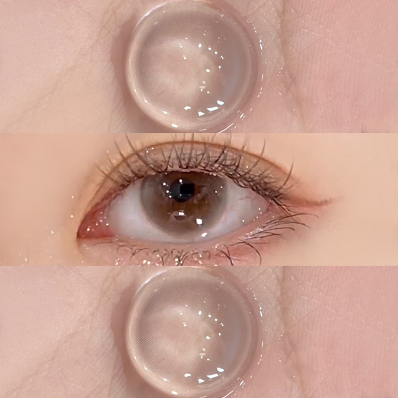 2片装】雪泡泡灰美瞳半年抛彩色隐形眼镜年抛cos无辜大眼带度数ws