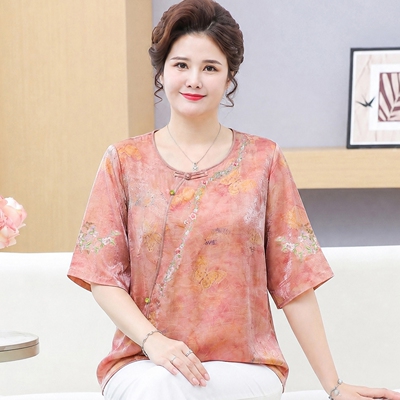 赋妤新中式妈妈夏装国风T恤小衫