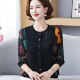 雪纺拼接小衫 针织打底衫 套装 宽松上衣春秋长袖 中老年女装 妈妈秋装