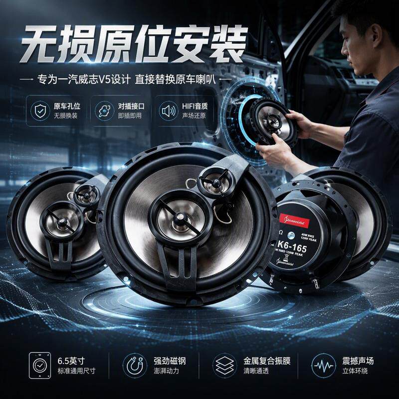北汽幻速s6.音响前后门喇叭高中重低音扬声器同轴音6.5寸无损安装