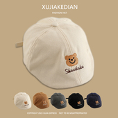 宝宝帽子春秋季 卡通休闲英伦鸭舌前进帽 防晒透气贝雷帽男女童韩版