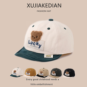 软檐棒球帽 女童防晒薄款 婴儿帽子春秋款 可爱小熊男宝宝鸭舌帽夏季