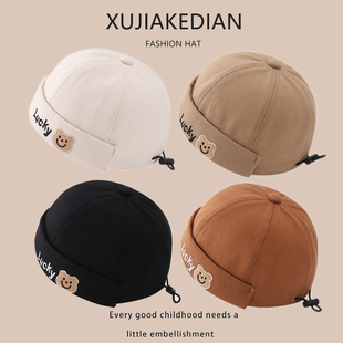 儿童帽子春秋薄款可爱超萌遮阳地主帽男女宝宝个性雅痞冬季瓜皮帽
