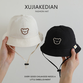 宝宝帽子可爱小熊春秋薄款 超萌渔夫帽男童女童遮阳防晒婴儿盆帽夏