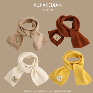 ins韩版 保暖防风宝宝脖套男女童简约百搭针织围脖潮 儿童围巾冬季