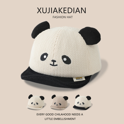 婴儿帽子秋冬季可爱熊猫鸭舌帽