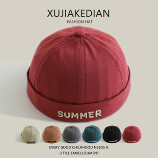 宝宝帽子春秋款儿童春夏薄款个性地主帽男女童刺绣字母婴儿瓜皮帽