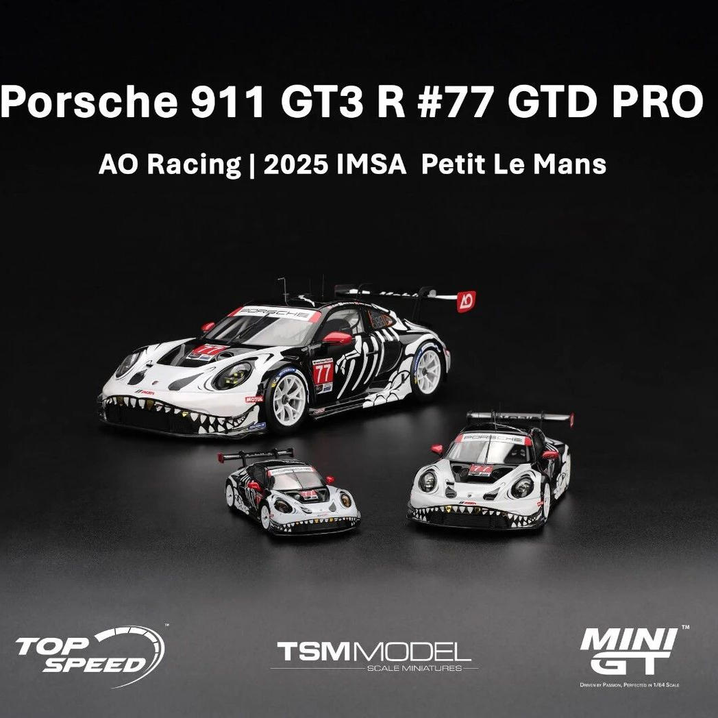 MINIGT 1:64 #1143 保时捷911 GT3 R  #77 GTD  化骨龙 汽车模型