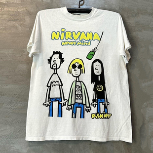 Nirvana涅槃乐队Q版涂鸦专辑短袖T恤ulzzang美式重磅棉情侣半袖潮