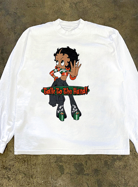 Betty Boop贝蒂小姐娃娃卡通vintage复古高级感长袖男女慵懒风T恤