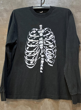 美式重磅数码直喷X光印花潮牌上衣Cityboy小众设计感圆领长袖T恤