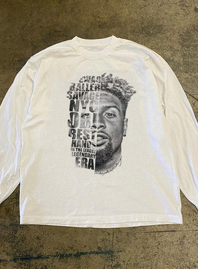 欧美高街痞帅潮流Y2K复古cec高级感vintage长袖男女小众慵懒风T恤