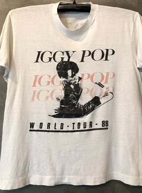 IGGY POP伊基·波普音乐教父人像印花短袖T恤小众设计感男女半袖