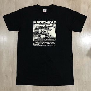 帅酷T恤 英国电台司令RadioHead摇滚乐队Vintage高街水洗短袖 时尚