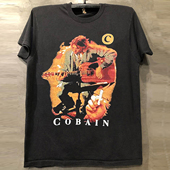 Cobain科特柯本纪念版 短袖 T恤hiphop美式 Kurt 痞帅小领口五分袖 潮
