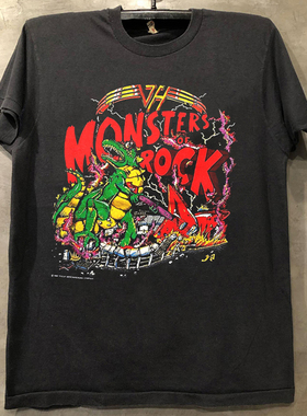 Van Halen范·海伦重金属摇滚乐队短袖T恤vibe小领口美式半截袖潮