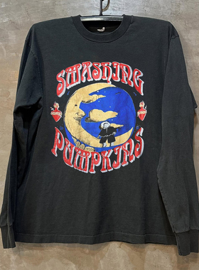 普宾迪Smashing Pumpkins碎南瓜乐队周边美式印花长袖情侣款T恤衫