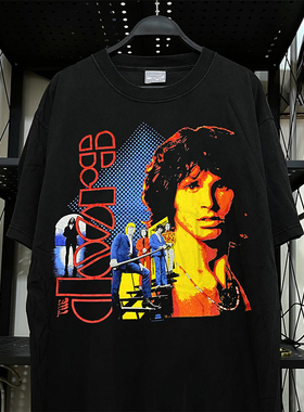 The Doors大门乐队短袖T恤Rapcore迷幻摇滚风美式五分袖重磅棉tee