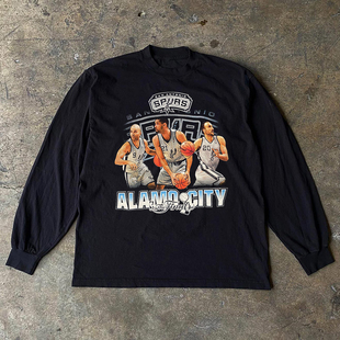 邓肯吉诺比利美式篮球运动风oversize高街质感BF长袖男女圆领T恤