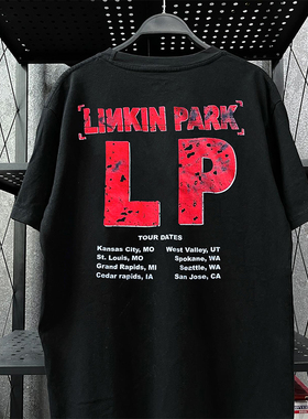 Linkin Park林肯公园摇滚乐队短袖T恤hiphop嘻哈潮牌美式五分袖男