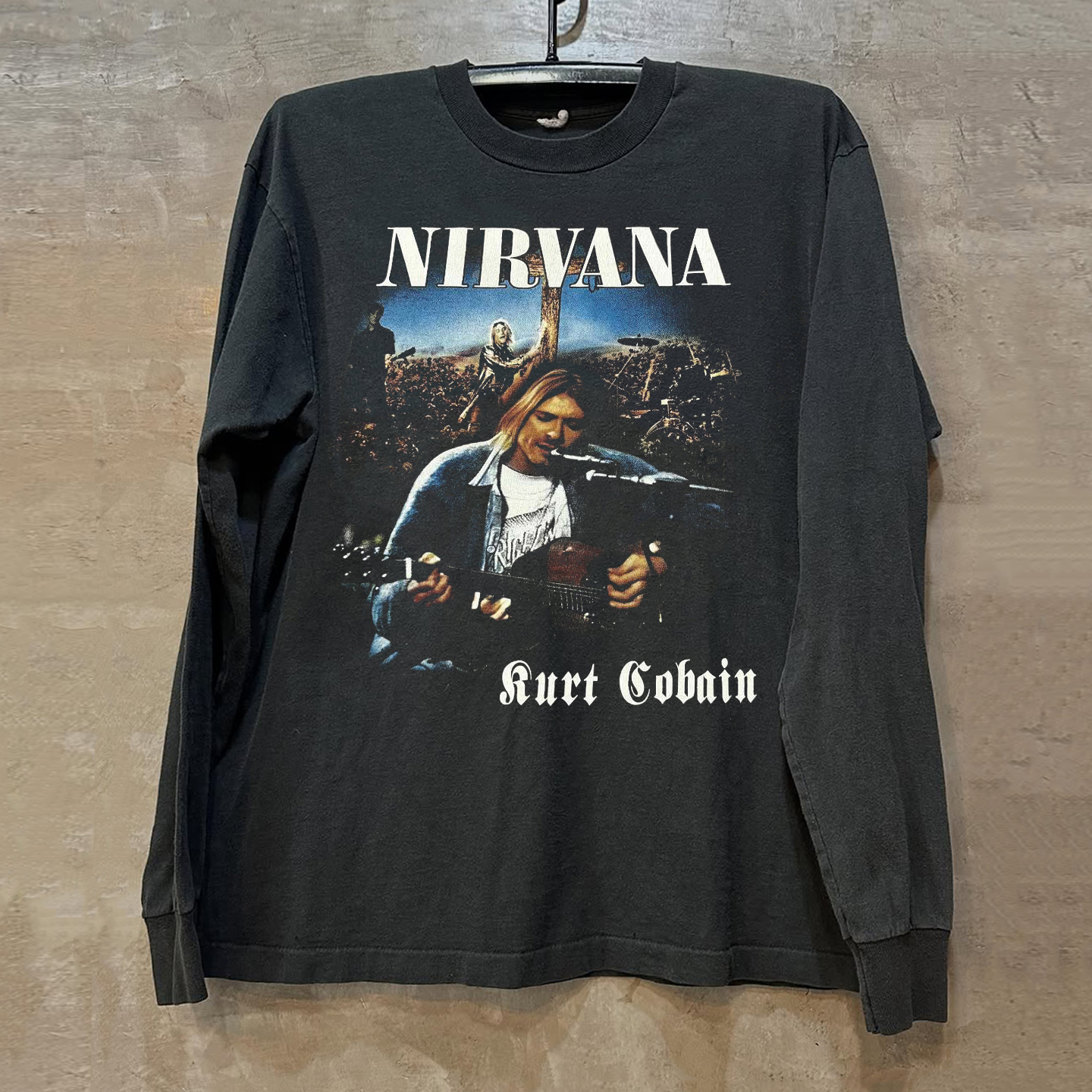 Kurt Cobain科特柯本涅槃乐队美式高街重磅oversize长袖情侣款T恤