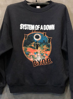 System Of A Down乐队阿美咔叽vintage复古落肩卫衣高街百搭长袖