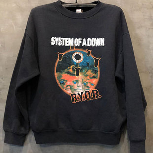 System Of A Down乐队阿美咔叽vintage复古落肩卫衣高街百搭长袖