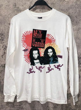 Milli Vanilli美式街舞嘻哈潮牌长袖T恤 vintage古着感纯棉上衣