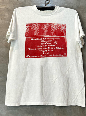 Red Hot Chili Peppers红辣椒声音花园乐队联名短袖T恤复古潮tee