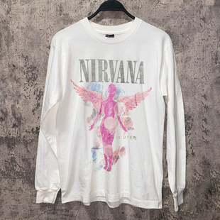Nirvana涅槃天使乐队高街圆领长袖T恤vintage美式重磅男女上衣潮