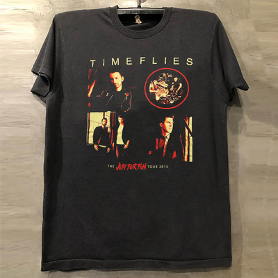 时光飞逝乐队美式小领口短袖T恤