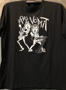 Pig Vomit卡通摇滚怪味阿美咔叽vintage复古短袖ins超火男女T恤潮