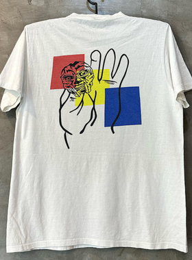 致敬MF DOOM说唱歌手涂鸦潮牌短袖T恤vintage美式小领口半截袖潮