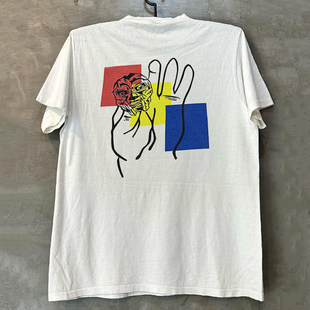 小领口半截袖 T恤vintage美式 潮 DOOM说唱歌手涂鸦潮牌短袖 致敬MF