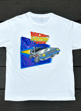回到未来科幻电影周边vintage欧美复古风机车短袖男女重磅棉T恤