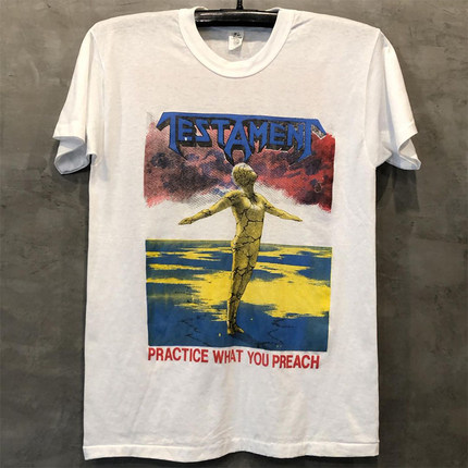 TESTAMENT圣约重金属乐队短袖T恤男FOG街头复古插画风vintage短袖