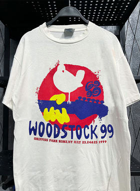 Woodstock '99欧美音乐类电影氛围感短袖T恤vintage潮牌重磅棉tee