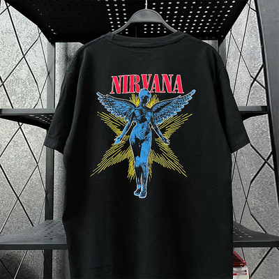 涅槃天使乐队美式纯棉小领口T恤