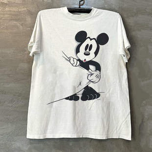 Mickey Mouse米老鼠卡通动漫短袖T恤y2k美式重磅小领口情侣半袖潮