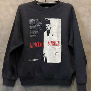 17FW Scarface Split疤面煞星欧美经典电影vintage复古长袖卫衣男