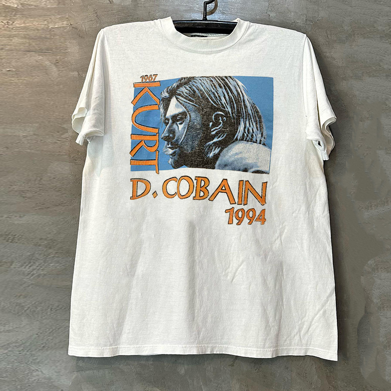 致敬科特柯本美式小领口短袖T恤