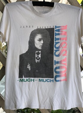 Janet Jackson珍妮杰克逊人像纯棉印花短袖T恤高街男女嘻哈半袖潮